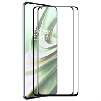 ENKAY 2st / set härdat glasfilm för OnePlus 10R, 6D silketryck högt aluminium-kiselglas hellim helskärmsskydd svart Edge