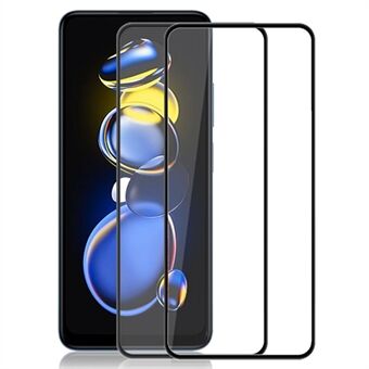 AMORUS 2st / förpackning för Xiaomi Redmi Note 11T Pro 5G / Note 11T Pro+ 5G / Poco X4 GT 5G Helskärmsskydd i härdat glas Silketryck Hellimfilm - Svart
