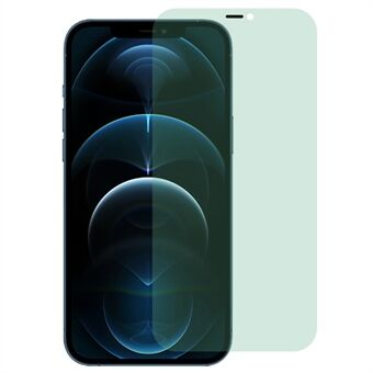 För iPhone 12 Pro Max  högt aluminium-kiselglas Grönt ljus helskärmsskydd Dammtät hellimfilm med installationsverktyg