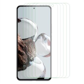 5 st / förpackning skärmskydd för Xiaomi 12T 5G / Redmi K50 Ultra 5G, 9H hårdhet 2.5D Arc Edge Tempered Glass HD Clear Film