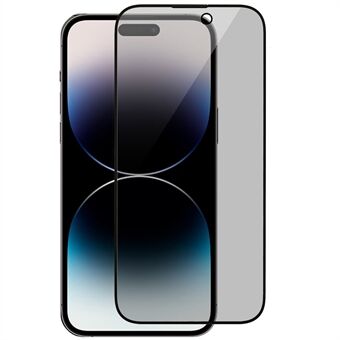 RURIHAI För iPhone 14 Pro Anti-peep Anti-fingeravtryck Skärmskydd 0,26 mm Hellim Hög Aluminium-silikon glasfilm