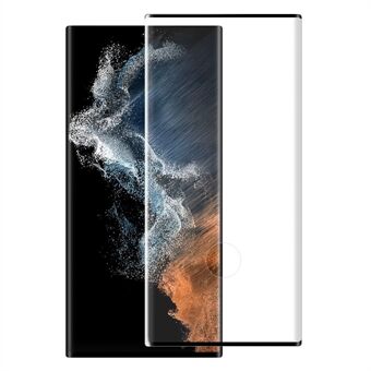 NORTHJO A+ för Samsung Galaxy S22 Ultra 5G skärmskydd i härdat glas sidolimfilm (stöd för upplåsning av fingeravtryck) - svart