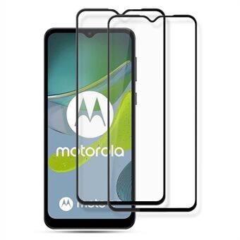 AMORUS 2st för Motorola Moto E13 4G Silke Printing Helskärmsskydd i härdat glas Anti- Scratch hellim film - svart