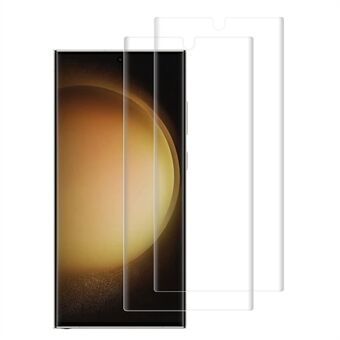 RURIHAI 2st/set härdat glasfilm för Samsung Galaxy S23 Ultra, 0,3 mm 3D krökt UV-skärmskydd (Ultraljudsupplåsning med fingeravtryck)