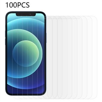 100 st för iPhone 12 Pro Max 6,7 tum HD Clear Arc Edge Skärmskydd i härdat glas Anti-explosion telefonskärmfilm