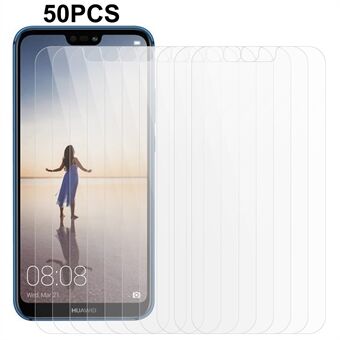 50 st/pack telefonskärmskydd för Huawei P20 Lite (2018) / Nova 3e (Kina), härdat glas 0,3 mm 2,5D klarfilm