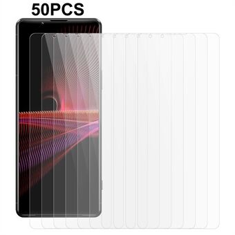 50 st för Sony Xperia 1 III 5G härdat glas 2,5D Arc skärmskydd Anti-explosion 0,3 mm skärmfilm