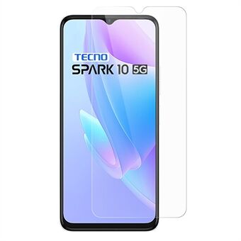 För Tecno Spark 10 5G Anti-damm härdat glas Telefon Skärmskydd 0,3 mm Arc Edge Skärmfilm
