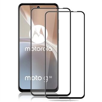 AMORUS 2st för Motorola Moto G32 4G Skärmskydd i härdat glas Silketryck Heltäckande skärmfilm - Svart