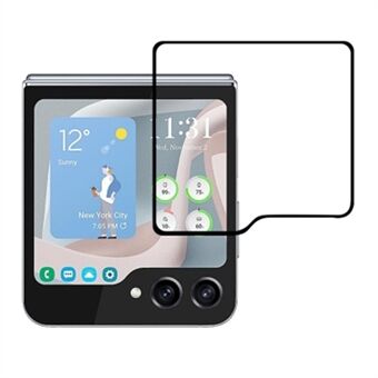 För Samsung Galaxy Z Flip5 5G Helskärmsskydd i härdat glas Silke Printing Full Lime Bakre Small Screen Film