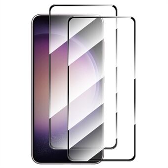 ENKAY HAT Prince 2st För Samsung Galaxy S23 FE Heltäckande Skärmskydd Silke Printing 9H 2.5D High Aluminium-silikon Glas 0.26mm Film