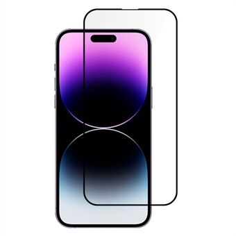 För iPhone 15 Pro Max heltäckande härdat glas skärmfilm Silketryck Black Edge Mobiltelefon HD skärmskydd