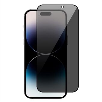 RURIHAI För iPhone 15 Pro Anti Spy Silke Printing Black Edge Screen Protector Full Cover Högt aluminium-silikon glasfilm