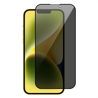 RURIHAI för iPhone 15 helfodral högt aluminium-silikon glasfilm sidentryck svart Edge anti- Spy skärmskydd