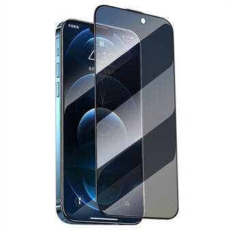 X-LEVEL för iPhone 15 / 14 Pro Spy i härdat glas, silketryck 2,5D hellim helskärmsskydd