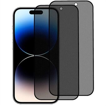 2st för iPhone 15 Pro Heltäckande skärmskydd 180-graders Spy matt härdat glas med antidammnät
