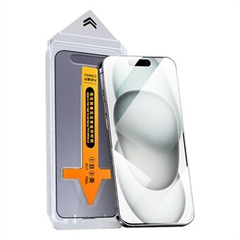 RURIHAI För iPhone 15 Plus Skärmskydd Fullt täckande AGC glas HD Klar Enkel installation Film