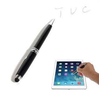Svart 2-i-1 Stylus Touch Pen + Kulspetspenna för iPhone 6 iPad Samsung Sony HTC