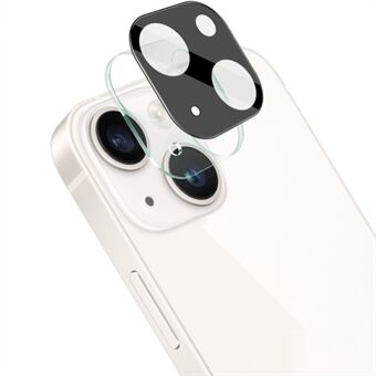 IMAK linsskydd i härdat glas + linsskydd i akryl för iPhone 14/14 Plus, antinötningsfilm för kameralinser (svart version)