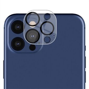 AMORUS för iPhone 12 Pro Max 6,7 tum Ultra Clear Camera Lins Protector Härdat glas Silke Printing Kameralinsfilm med svart cirkel