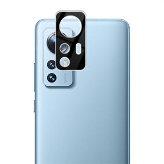 AMORUS Anti- Scratch kameralinsskydd för Xiaomi 12X 5G / 12 5G, Anti-damm Silke Printing HD Clear Härdat glas Lins Skyddsfilm - Svart
