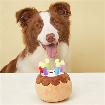 Mjuk söt fylld plysch födelsedagsljus tårta Pipande husdjur Hundleksak Festdekoration
