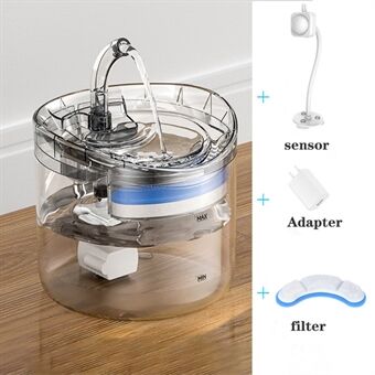 2L automatisk husdjursvattenfontän med kran Kattvattendispenser Transparent filterdrickare Hundsensor dricksmatare (Smart sensorversion)