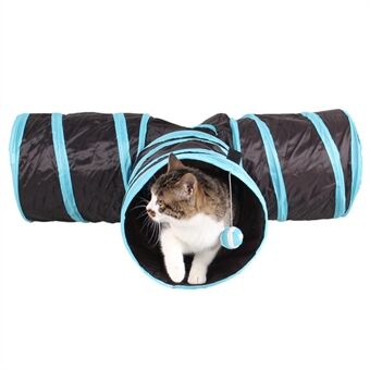 3 Kanaler Vikbar Pet Hund Toy Tunnel Roll Valp Katt Sovtält Säng med Bell Ball
