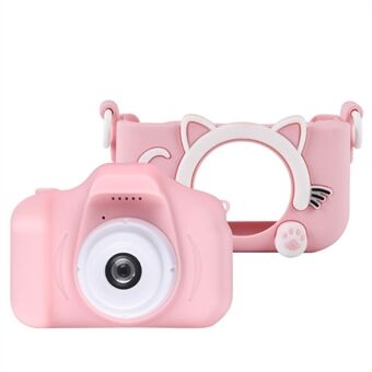 X200 2,0 tum HD Dual Lens Kids Minikamera Tecknad Katt Anti-dropp Selfie Toy
