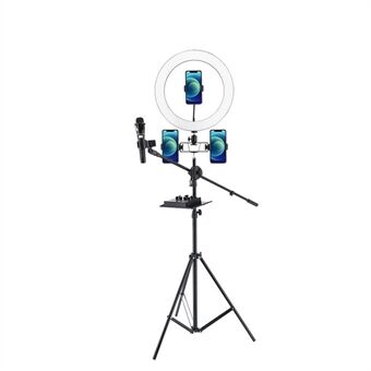 UN-700 10\'\' LED- Ring med Stand Ljudkortsfack och 3 telefonhållare för Selfie YouTube Videofotografering Makeup