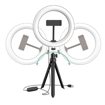 UN-205 8\'\' LED- Ring med Stand och telefonhållare Desktop Selfie Circle Lamp för YouTube Videofotografering Makeup