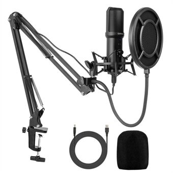 YANMAI Q10-B Professionell inspelning Sjunga Sändningsstudio Mikrofon USB-mikrofon med fäste Shock Mount Pop Filter Kit