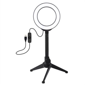 PULUZ s 12 cm Ring + bordstativ Selfie Stick Mount USB vitt ljus LED- Ring Vlogging Fotografering Videobelysningssatser