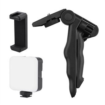 Vlogg Shooting Desktop Stativ Justerbar Fill Light Telefonhållare Kit för mobiltelefon 6,5-10cm