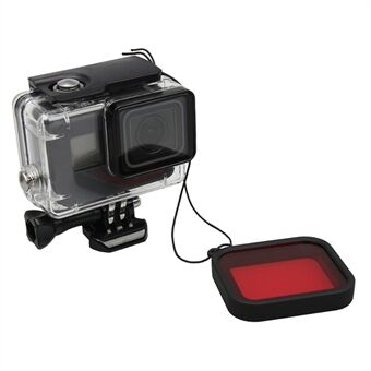 LINGLE AT651 58 mm röd filterlins för GoPro Hero 5 svart vattentätt hölje