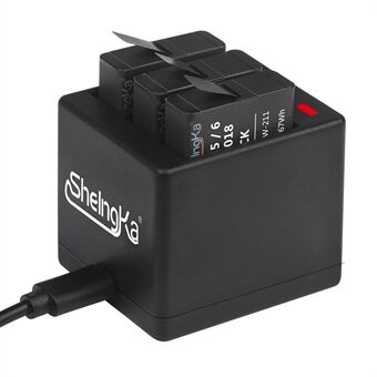 Trippel batteriladdare med LED-indikatorer för GoPro Hero6 Svart / Hero5 - Svart