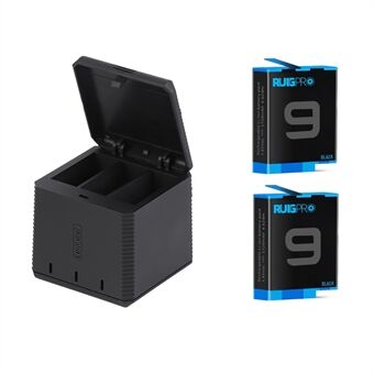 AT1160 RUIGPRO batteriladdarsats Batteriförvaringsbox för GoPro Hero9 Black
