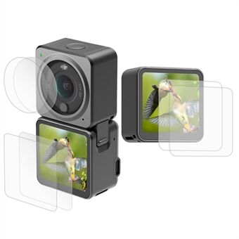 [Dual Screen Version] 2 Set AGDY04 High Definition härdat glas Kameralins skärm skyddsfilm för DJI Action 2