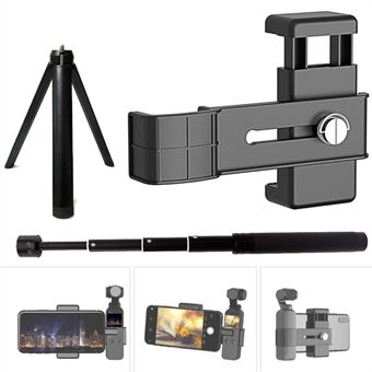 AGDY32 Bärbart fotograferingstillbehör PC-telefonklämma + kamerahållare + aluminiumstativ + Selfie Stick-förlängning med 1/4-gränssnitt för DJI Osmo Pocket 1/2