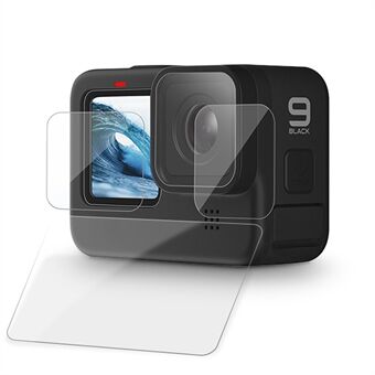 FLW361 för GoPro Hero 10/9 Anti-Explosion härdat glasfilm Hög hårdhet Kameralins + Bakskärm + Framskärmsskydd
