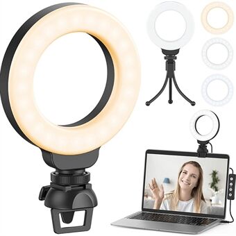 JY410 4,1 tum 5V 10W USB Selfie Ring Light Desktop webbkamerabelysning för videokonferens Livestreamfotografering