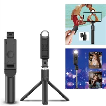 S05-S 2 i 1 Bluetooth Selfie Stick Inbyggd fjärrkontroll Fällbart stativ med fyllningsljus för vloggfotografering