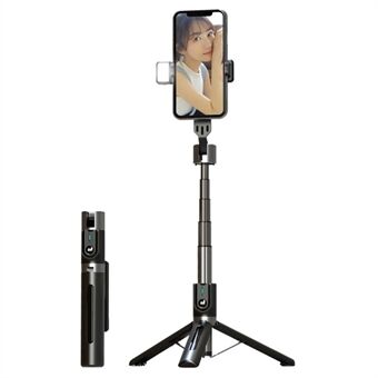 P96D Thickened Stable 1.1m Extendable Rod Selfie Stick Bluetooth Remote Control Tripod with Single Fill Light