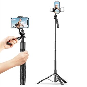 L16 34-153 cm förlängbar Selfie Stick Stativ Stand Kamera Gimbal Stabilisator Telefonhållare Trådlös Bluetooth-fjärrkontroll med dubbla lampor