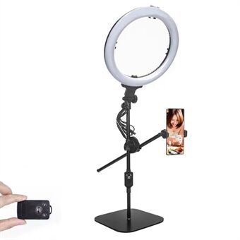 YUNTENG 828 Desktop Video Ring Light LED Selfie Lamp Live Streaming Stand med Bluetooth-fjärrkontroll