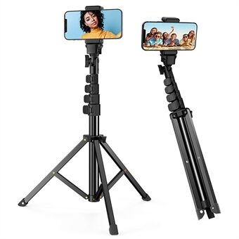 1,6 m portabelt aluminiumstativ Stand för kameratelefonhållare Fotograferingsstativ med telefonklämma och Bluetooth-slutare