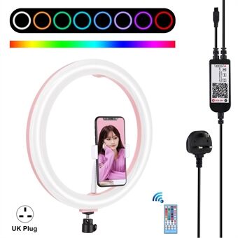 PULUZ 12 tum RGB dimbar LED- Ring Vlogging Selfiefotografering Videolampor med kallsko Head Kulhuvud & telefonklämma