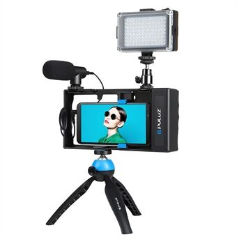 PULUZ PKT3121L Bluetooth Handheld Smartphone Vlogging Videoinspelning Rigg Kit med mikrofon + stativ + fyllningsljus