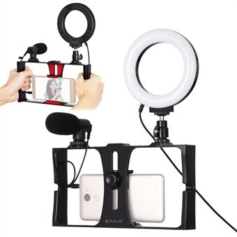 PULUZ PKT3027 Photography Kit Ring LED Light Video Rig Camera Cold Shoe Head with Microphone for Livestream Tik Tok Broadcasting Selfies