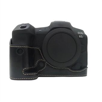 För Canon EOS R5 / R6 PU Läderkamera Bottenfodral Batteriöppningsdesign Skyddande halvkåpa